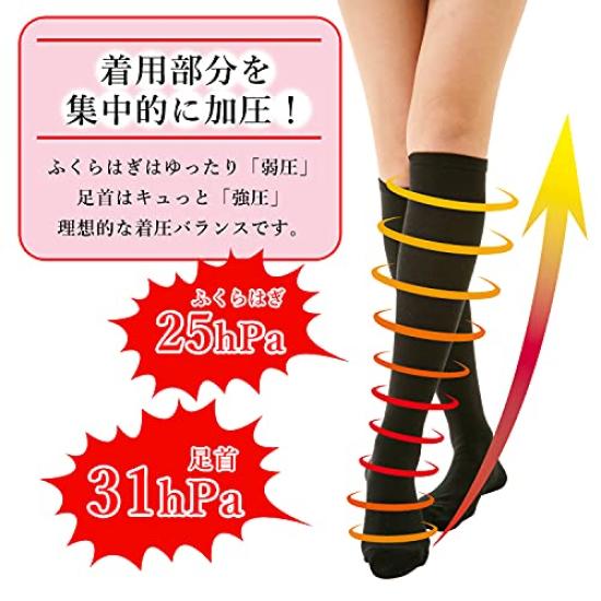 Graduated Compression Prevents Perfect for Standing and School Knee-High Socks, Heat-Generating, Black, Warm, Women's, Leg-Lengthening, Shape,