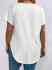 2026 Spring/Autumn Solid Color Plus Size Women's V-neck Short Sleeve Loose Pullover Top