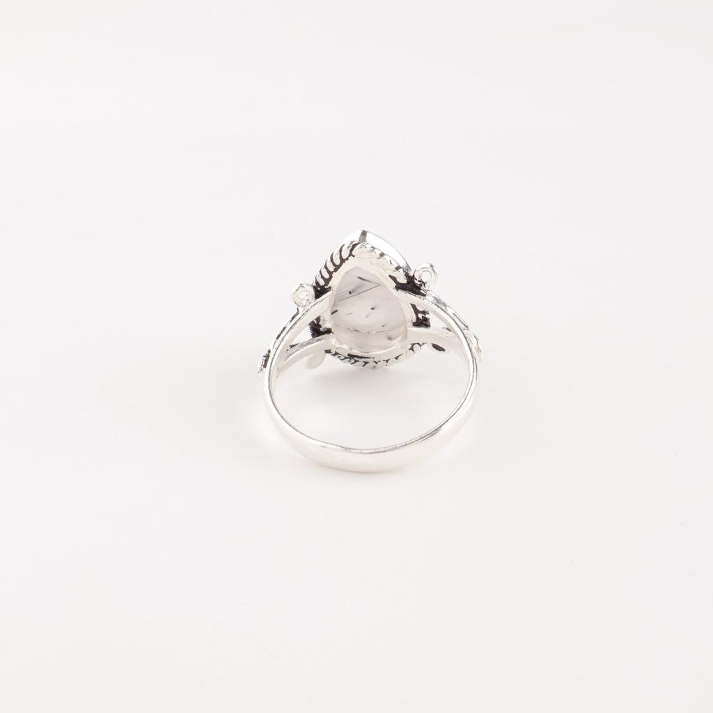 Black Rutile Gemstone 925 Sterling Silver Jewelry Handmade Ring For Girlfriend RR-57-27
