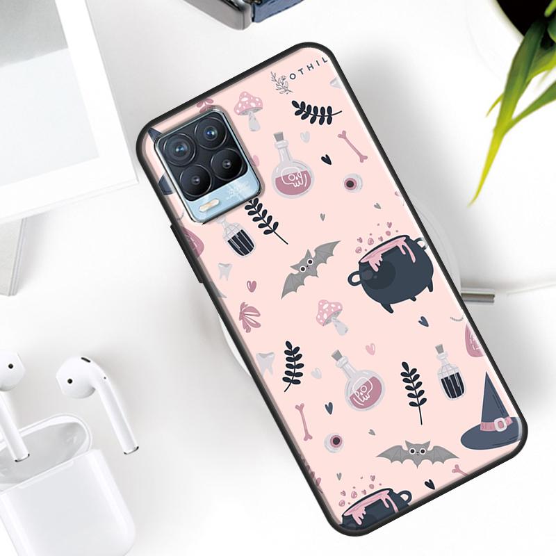 Pink Cat Skull Sorceress Witch Case For Realme 15 11 Pro Plus 12 13 14  C71 C75 C55 C51 C53 C25 C63 C61 C65 C67 GT6 GT7 Pro