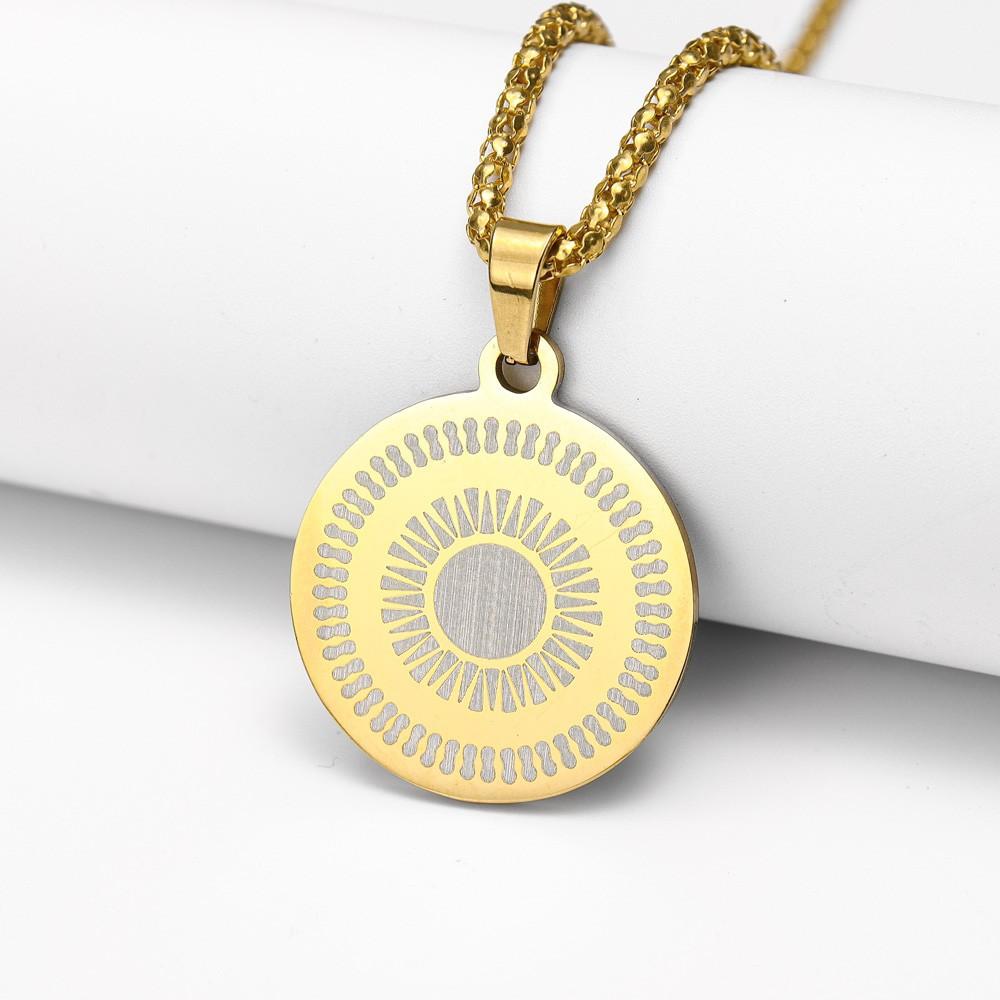 Exquisite Plated Sun Disc Engraved Sun Pendant Sun Charm Necklace Sunshine Pendant Necklace