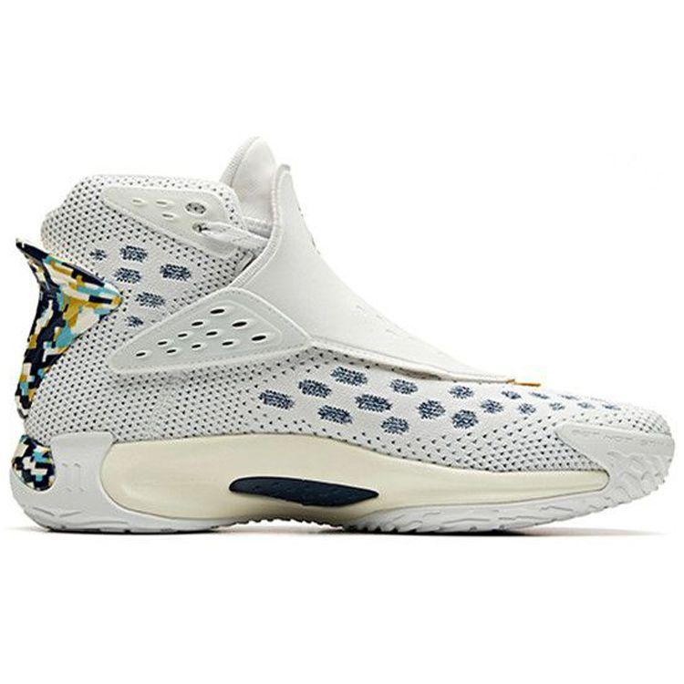 Anta KT5 Thompson 5 Veteran Shock Absorption Non-Slip Wear-Resistant High-Top Basketball Shoes Men Basketball Shoes White Blue Yellow 11941101-9