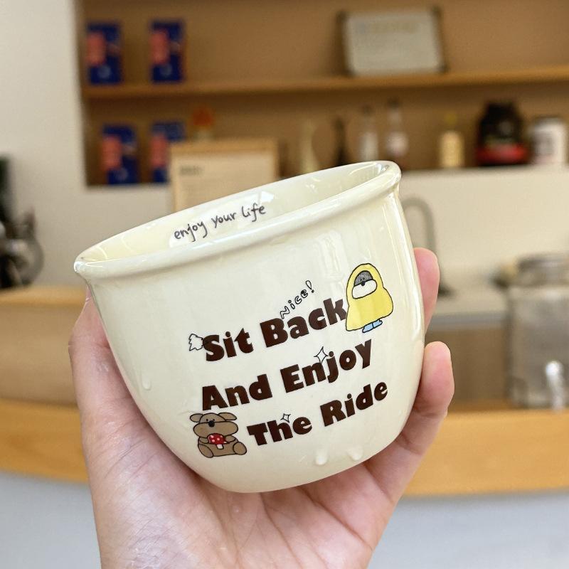 Homemade Milk Coffee Simple English Alphabet Bread Head Coffee Cup, Cute Small Bowl Hand Cup
