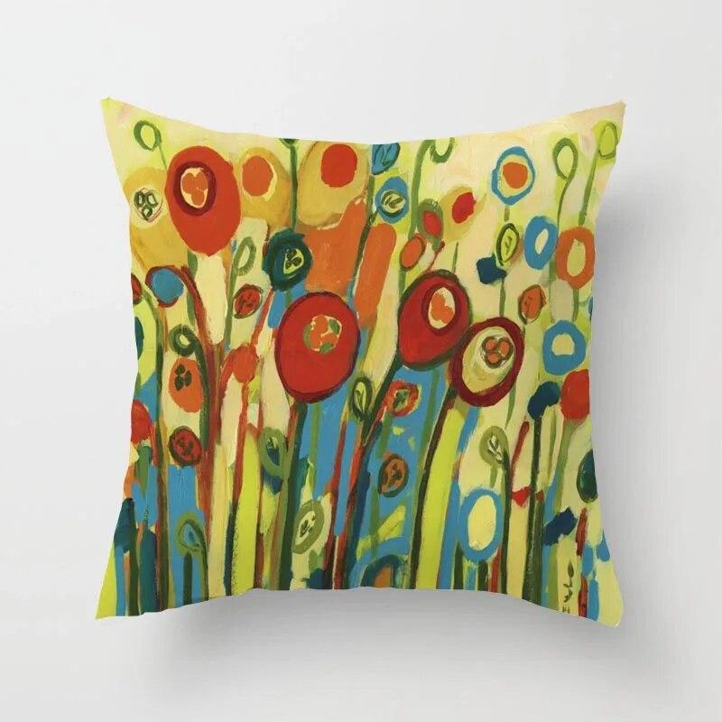 Abstract Modern Floral Painting Sofa Pillowcase Cushion Cover     Bed Living Room