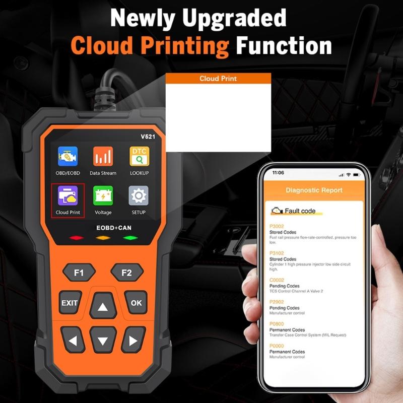 V521 Car Fault Code Scanners Diagnostic Tool, Clear Error Codes, Suitable for Quick Error Detection Trouble Code Erasing