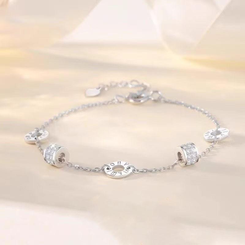 Sterling Roman Numeral Waist-Shaped Bracelet Women Rose Gold Minimalist Elegant Daily Wear