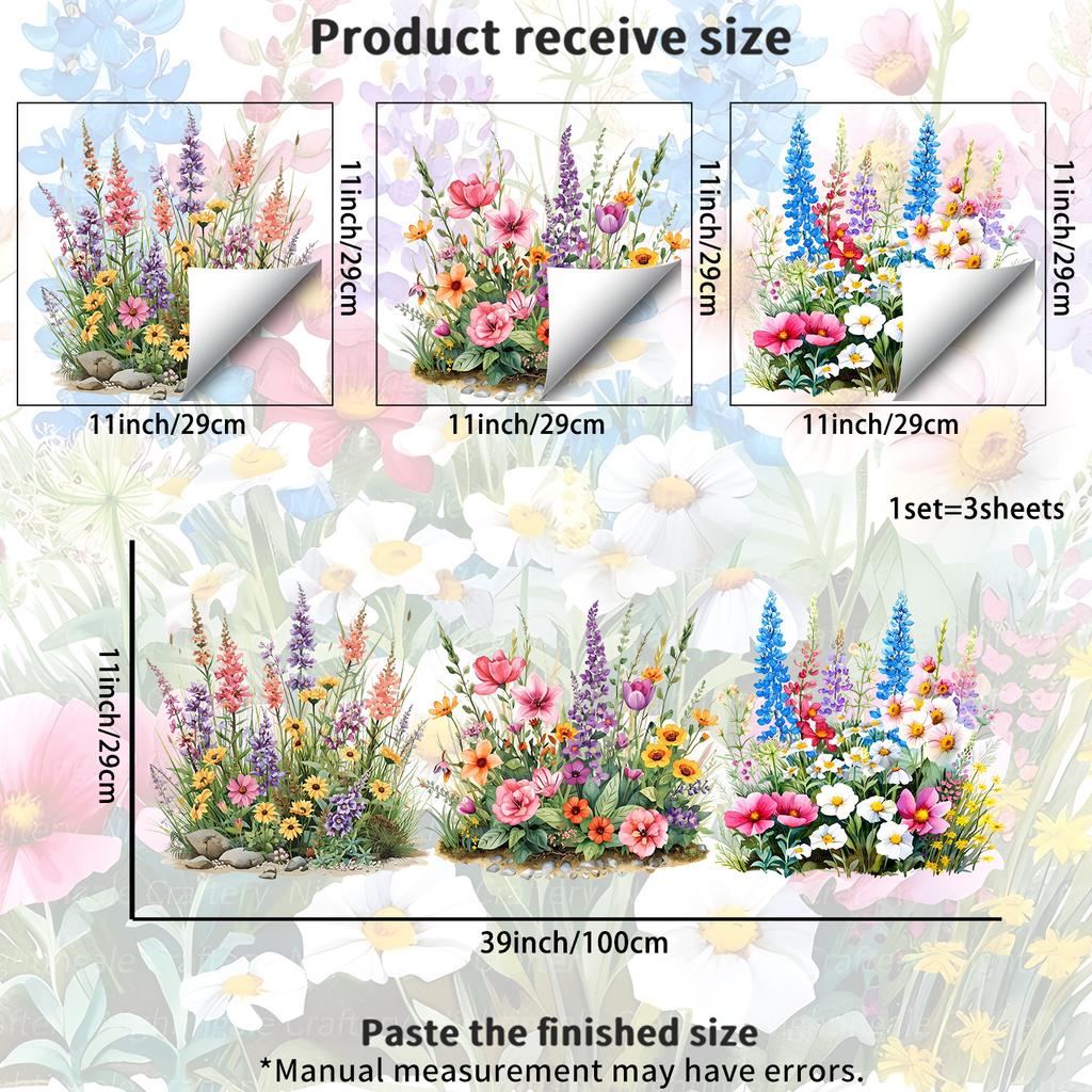 Kreative Aquarell-Blumen statisch haftende Aufkleber für Küche, Bad, Balkon, Eingang und Fensterdekoration