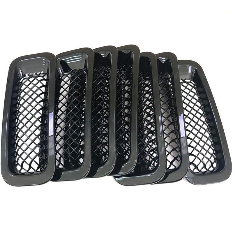 9Pcs Front Grille Grill Mesh Grille Ert Kit + Style Headlight Lamp Cover Trim For Jeep Patriot 2011-2016