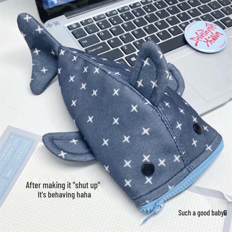 Cute Shark Pencil Case - Large Capacity, Multi-functional, High-Style Stationery Storage Bag for Students.