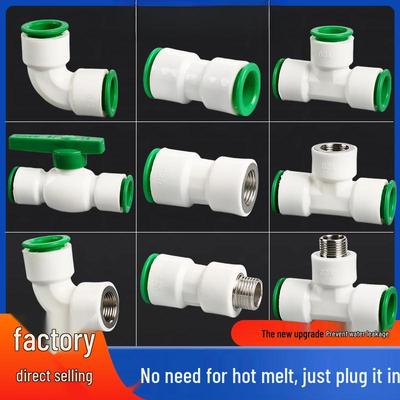 Raccordo rapido per tubo dell'acqua da 20 mm: Connettore Rapido a Fusione Diretta in PE Senza Calore con Valvola a Sfera in PVC da 25mm, Gomito, Raccordo a T e Tappo da 32mm