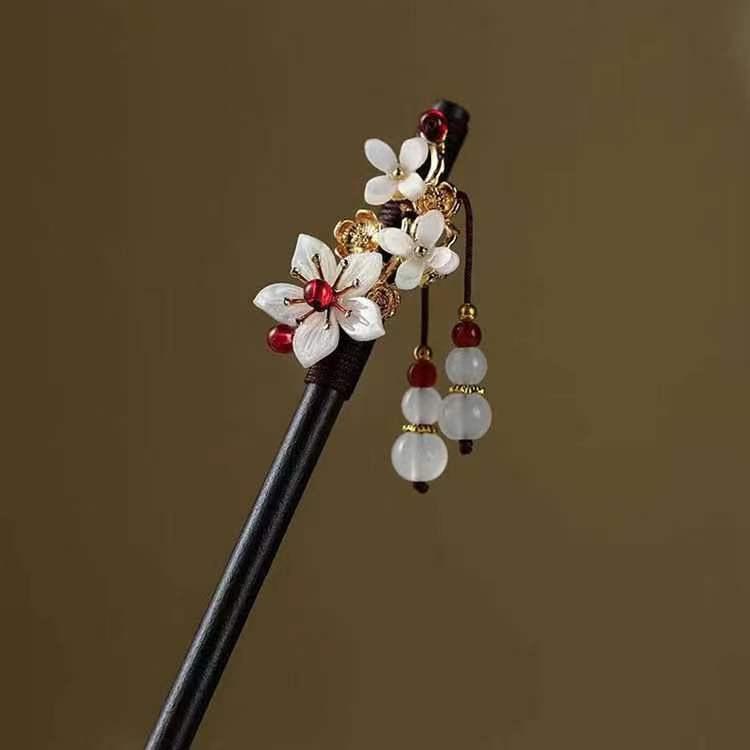 Grampo de Cabelo com Borla de Sândalo de Alta Qualidade para Penteados Updo de Hanfu Cheongsam