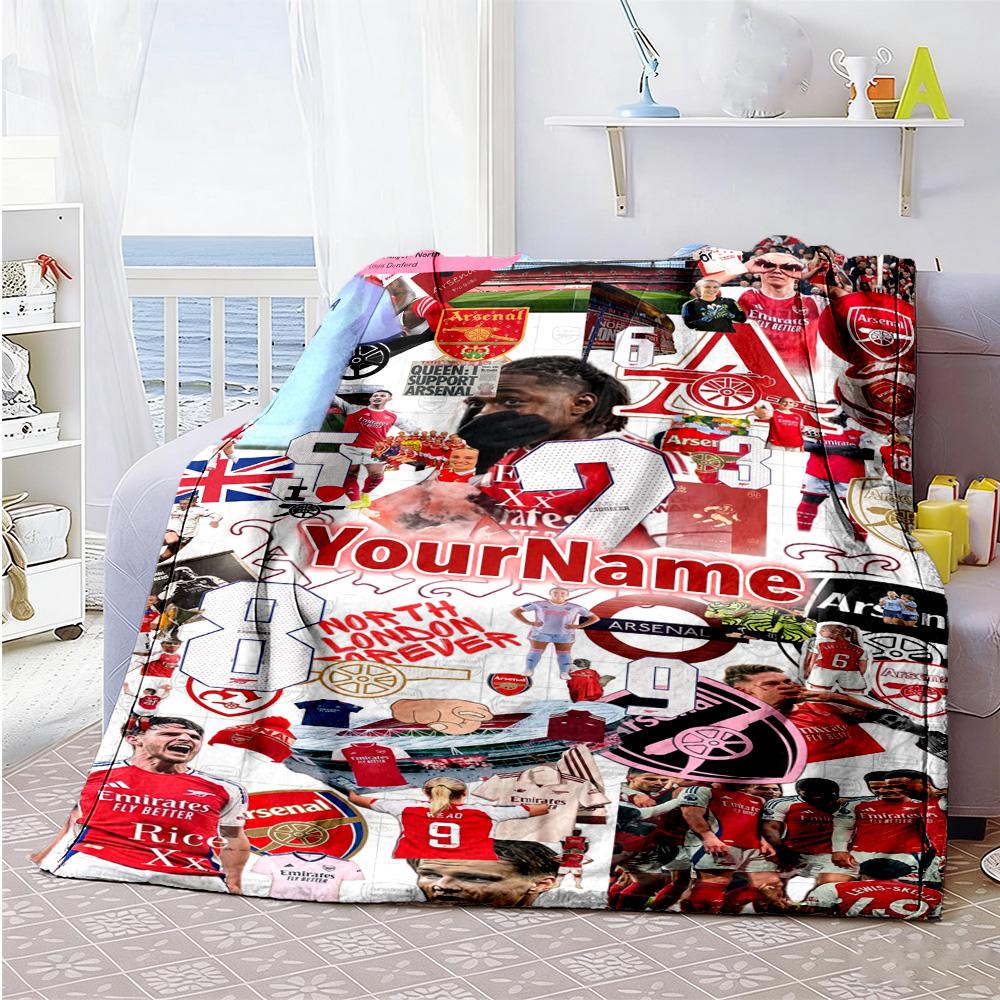 Arsenal Personalized Text Blanket Gift Customizable Blanket Warmthful Decor Perfect for Couch Bedding Seaside Chair Four Seasons Multipurpose