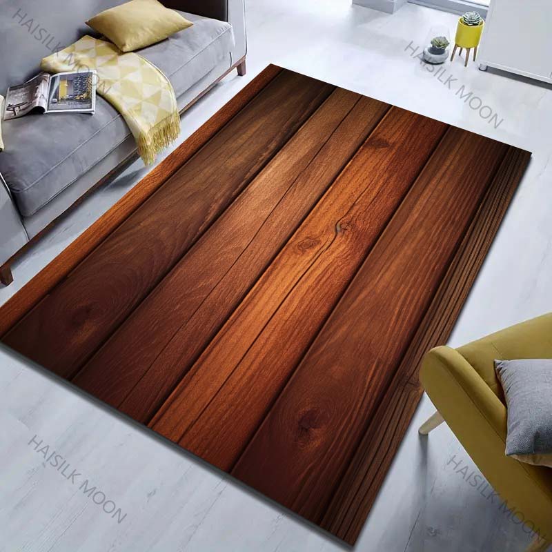 Multiple Sizes HD Wood Grain Print Carpet for Living Room Bedroom Doormat Home Decor Sofa Area Rug Non-slip Floor Mat for Gifts