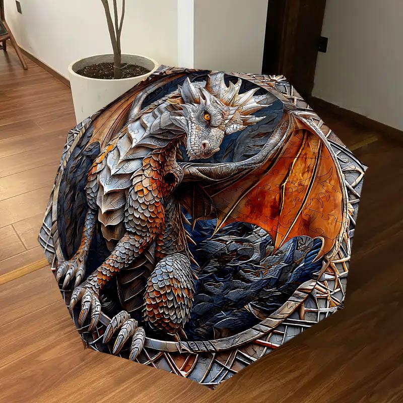 1PC Dragon Puzzle Umbrella-8-Rib Reinforced, Automatic Open, Lightweight & Durable, Cute Fashion Accessory for Outdoor-P53