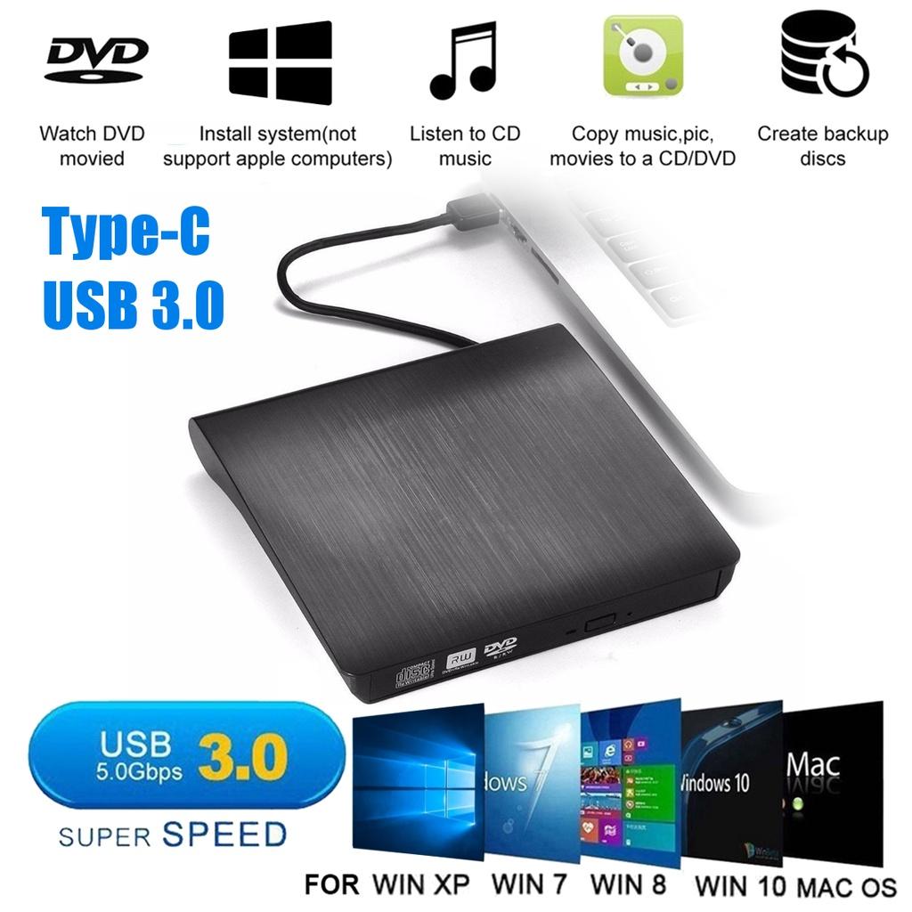 External USB 3.0 Type-C High Speed DL DVD RW Burner CD Writer Slim Portable Optical Drive 138x135x19MM