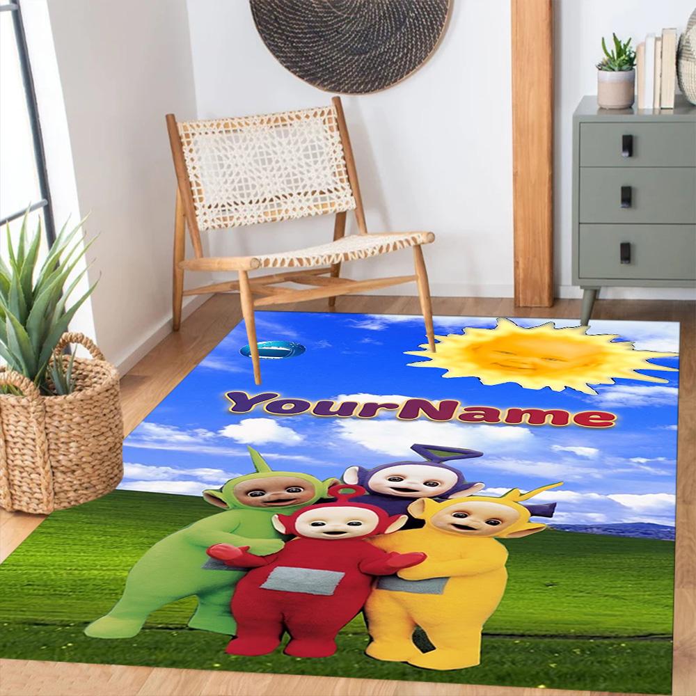 Teletubbies Customizable Name Carpet Suitable for Bedrooms Game Room Dormitory Playrooms Anti-slip Rug Decorate Offices Birthday/Christmas Gift