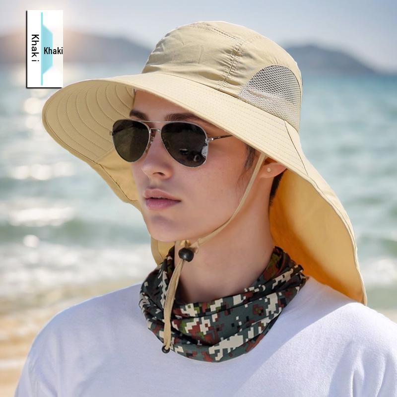 Versatile Summer Sun Hat with Large Brim and Shawl for Fishing, Mountaineering, and Sun Protection