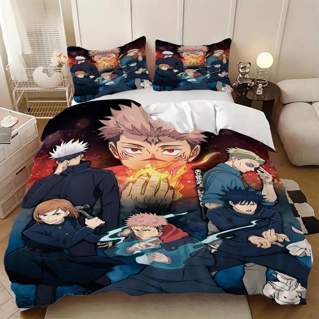 Duvet Cover Pillowcase Jujutsu Kaisen Satoru Gojo Bedding Set 2/3piece Set Adult Kid Bedroom Single Large Size Home Textiles