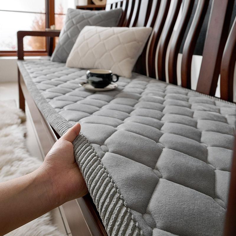 

Бархатный чехол для дивана из массива дерева, универсальный для четырех сезонов, однотонный, нескользящий, диванная подушка, диванное полотенце, для дома, для украшения гостиной 50x50cm 1pcs светло-серый