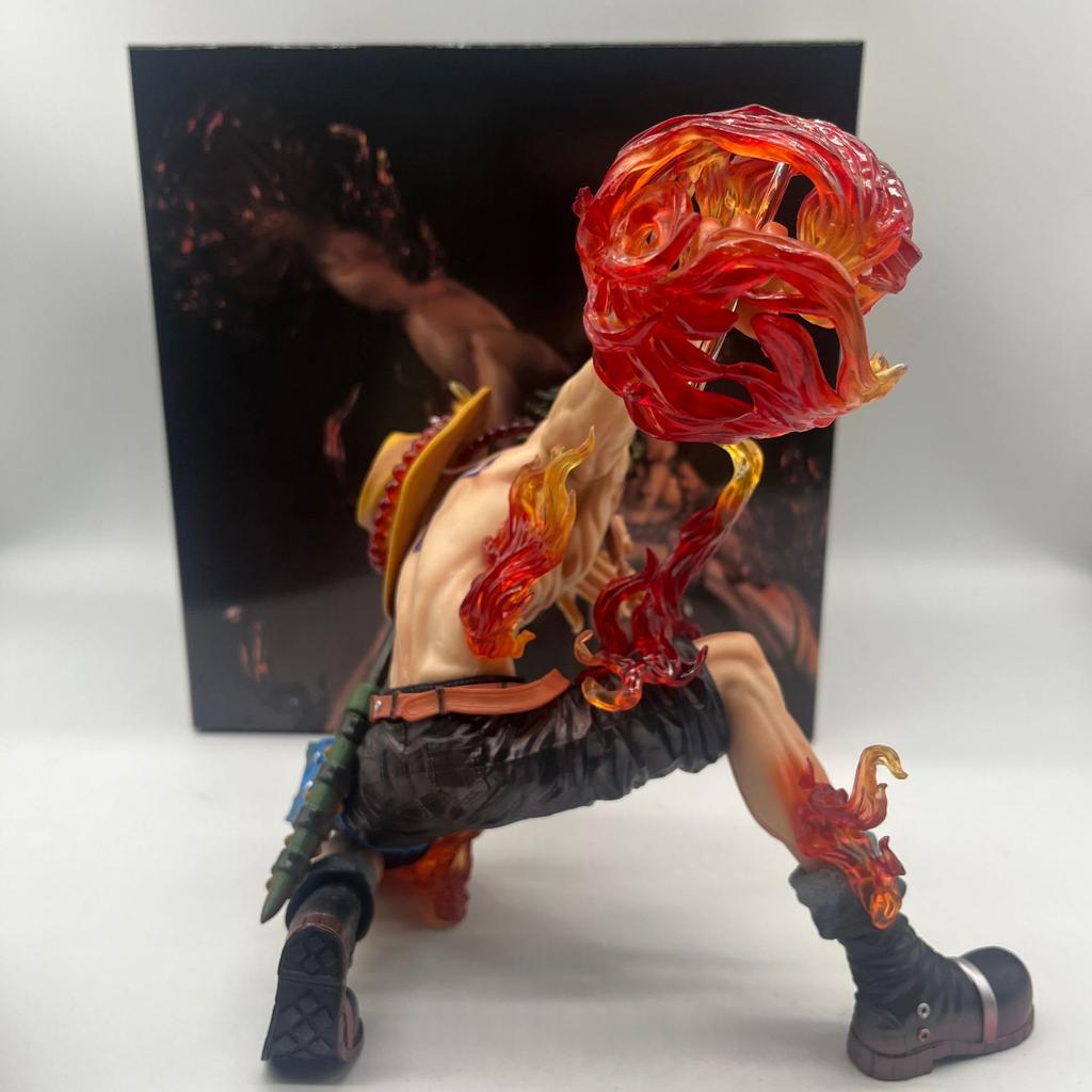 One Piece Anime Fireball Ace Battle Model Scene PVC Action Character Statue Children Birthday Toy Doll Decoration Gift