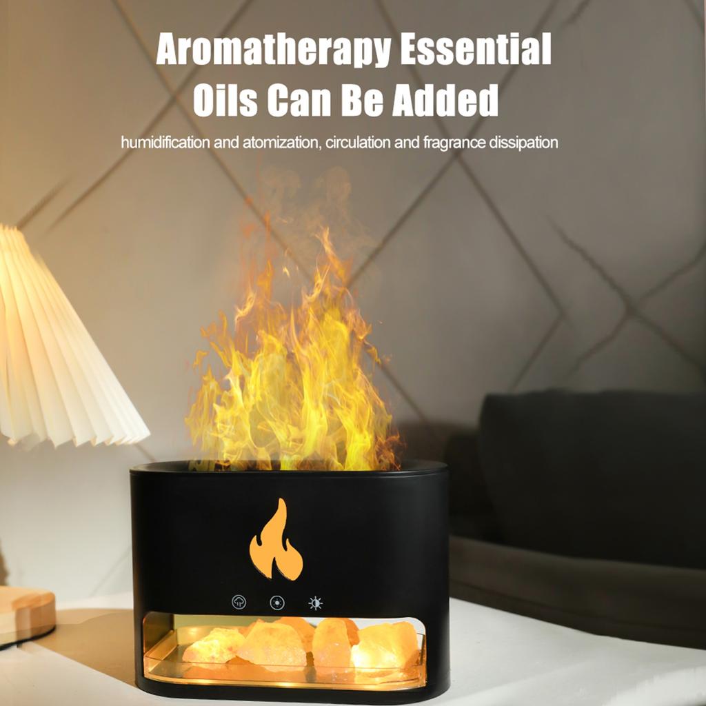 250ml Aromatherapy Essential Oil Diffuser Type C USB Powered Auto Shut Off Night Light 4 Color Flame Salt Lamp Diffuser