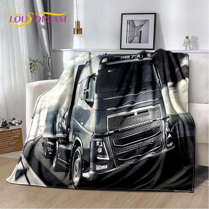 Volvo Truck Lorry 3D Printing Soft Flannel Blanket for Beds Bedroom Sofa Picnic,Throw Blanket for Cover Outdoor Leisure Nap Gift