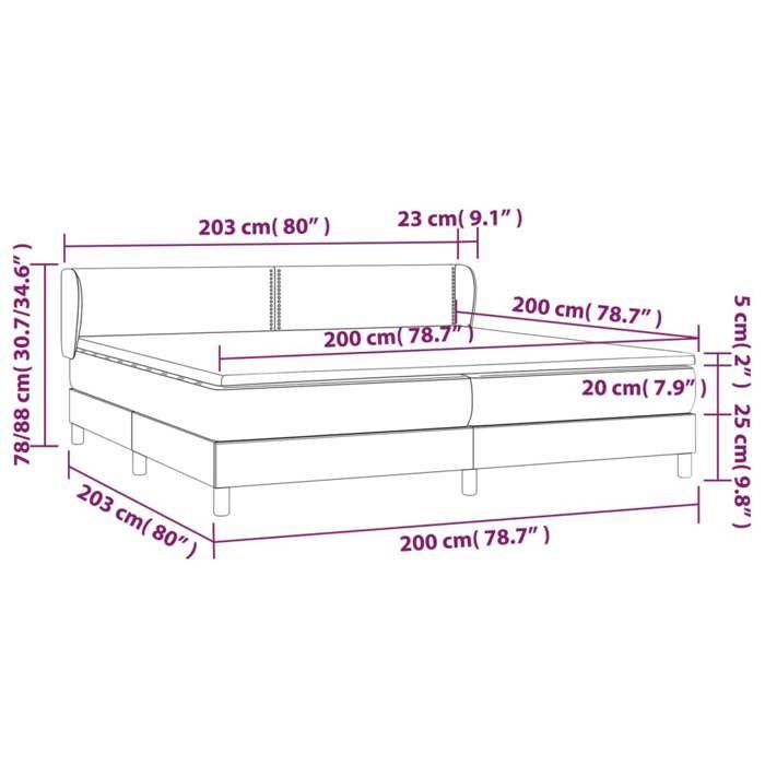 3126189 vidaXL Lit à sommier tapissier avec matelas Gris clair 200x200cm Tissu