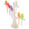 Tree Bird Shaped Plastic Fruit Fork White 14.5X14Cm Rustproof Toothpick Pick For Outdoor Picnic Home Kitchen Bar Use