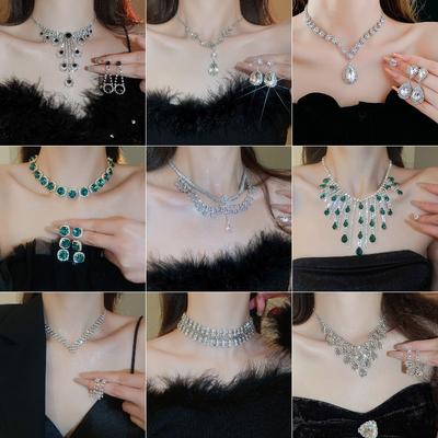 Leichter Luxus, mit Diamanten besetzte Wassertropfen-Halskette, modische Persönlichkeit, schwere Industrie Halskette, Braut-Abendkleid, hochwertige Accessoires