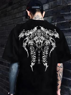 Dark Style Printed Tshirt Fashionable Tshirt Summer Gothic Style Tshirt Breathable and Comfortable Round Neck Tshirt