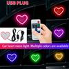 Luz Ambiente Decorativa para Interior de Carro Lâmpada de Atmosfera em Forma de Coração Cor Neon Luzes Ambiente LED Decorativas para Vidro de Carro