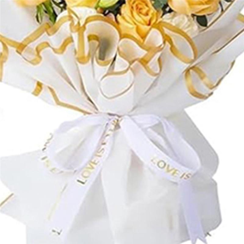 A23I-Luxury Gold-Edged 22.8X22.8Inch Waterproof Bouquet Wrapping Paper, Pack Of 20, Flower Arrangement Essentials