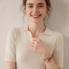 Women's Ultra-Fine Spun Cashmere Sweater: Soft, Sticky, POLO Collar, Short Slim-Fit Half Sleeves, Five-Point Style, Ideal Base Layer