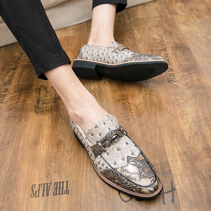 Retro Metal Buckle Leather Men Shoes Luxury Quality Leather Loafers Wedding Banquet Party Social Dress Men Shoes Comfort
