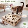 Interactive Cat Puzzle Toy Nail File Scratch Board Enrichment Box Wooden with 3 Bell Ball for Pet Exercise Boredom Relief