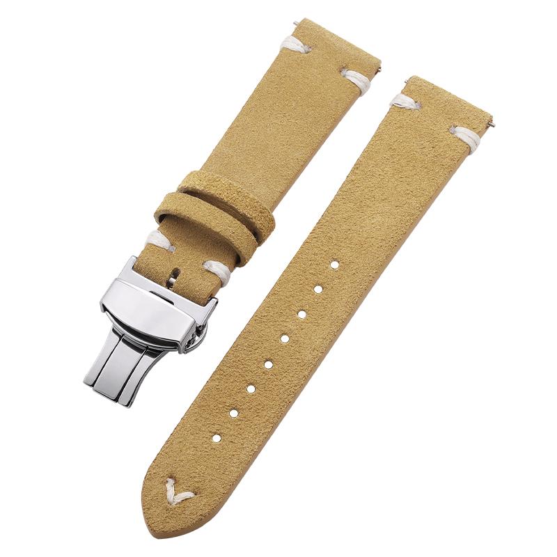 18mm 20mm 22mm Band High Quality Suede Cowhide Strap for Seiko Watchband Butterfly Buckle Wristband Vintage Bracelet Accessories