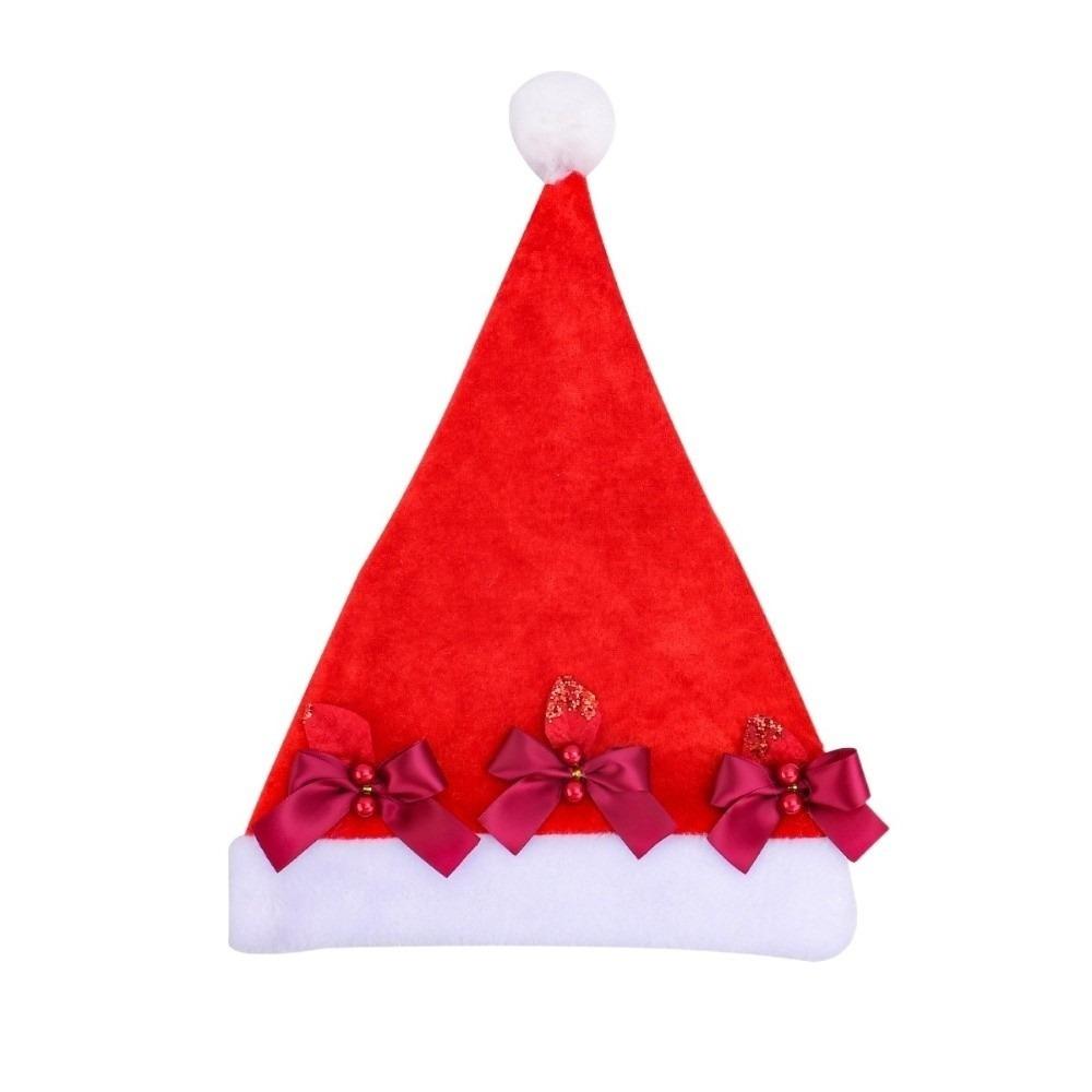 

Bow Plush Christmas Hat Flower Xmas Cap Comfortable Santa Claus Hat New Year Style B