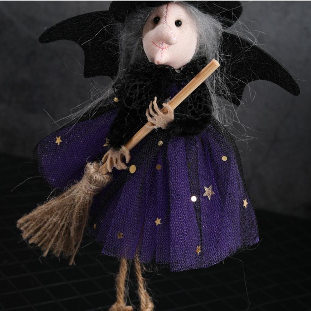 1pcs/3pcs Halloween witch doll angel hanging decorations with broom - no electricity required, suitable for multiple holiday ind