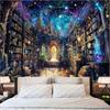 Magic bookshelf library tapestry wall decoration bedroom art tapestry living room wall hanging"