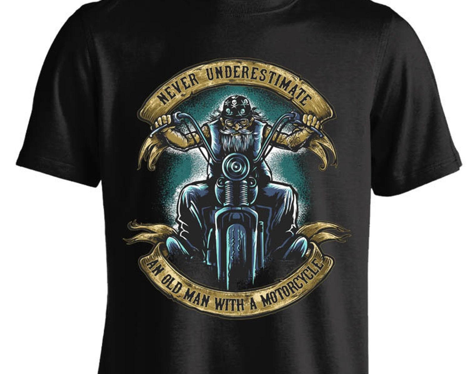 Never Underestimate An Old Man With A Motorcycle T shirt 4XL