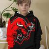 Boys' 3D Printed Casual Hoodie - Red and Black Pattern Long Sleeve Hoodie, Spring and Autumn Regular Edition