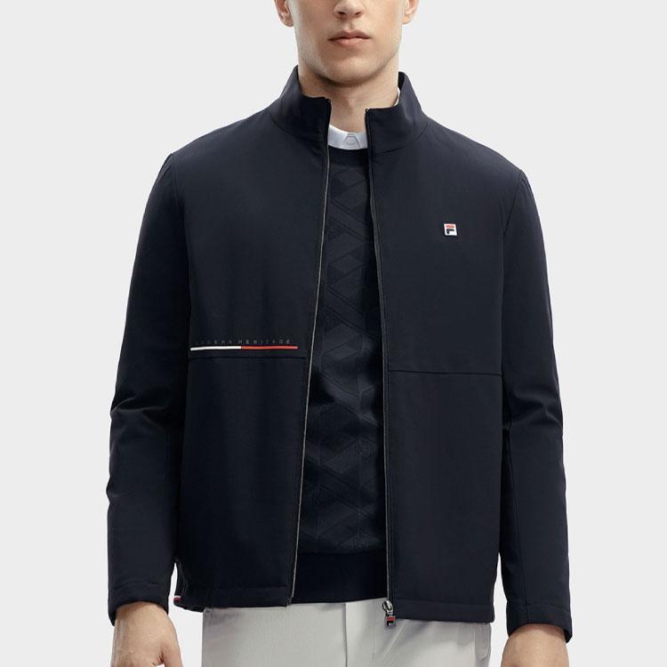 Fila Solid Color Zip Stand Collar Casual Sports Cotton Jacket Men Jackets Legendary-Blue F11M411901F-NV