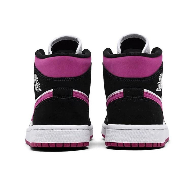 Air Jordan 1 Mid Cactus Flower Women Sneakers Black White BQ6472-005