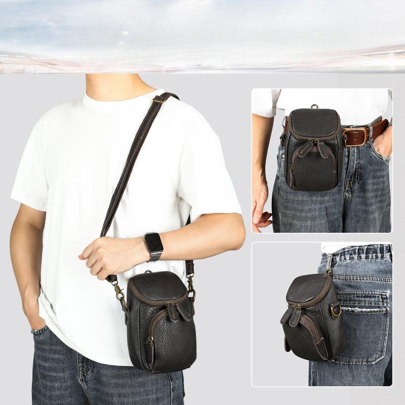 Genuine Leather Men's Waist Bag Single-shoulder Crossbody Bag Men's Waist Bag