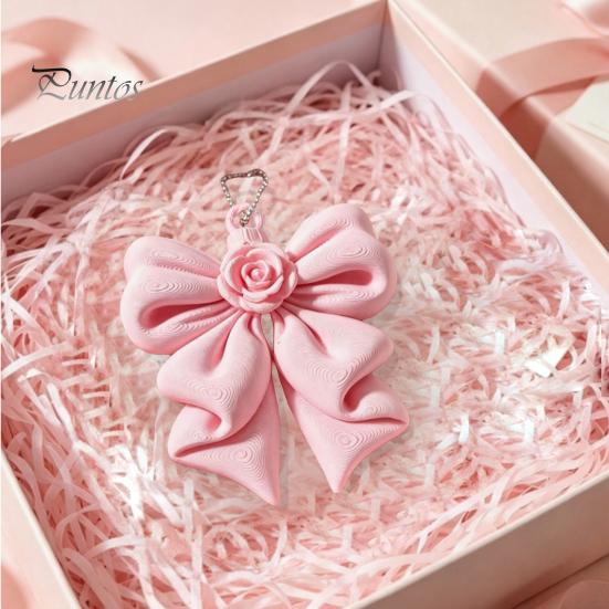 Rose Bow Pendant 3D Printed Pendant, Cute Keychain for Bag, Versatile Key Holder Pink Hanging Ornament Valentine's Day, Gift Girlfriend Decoration