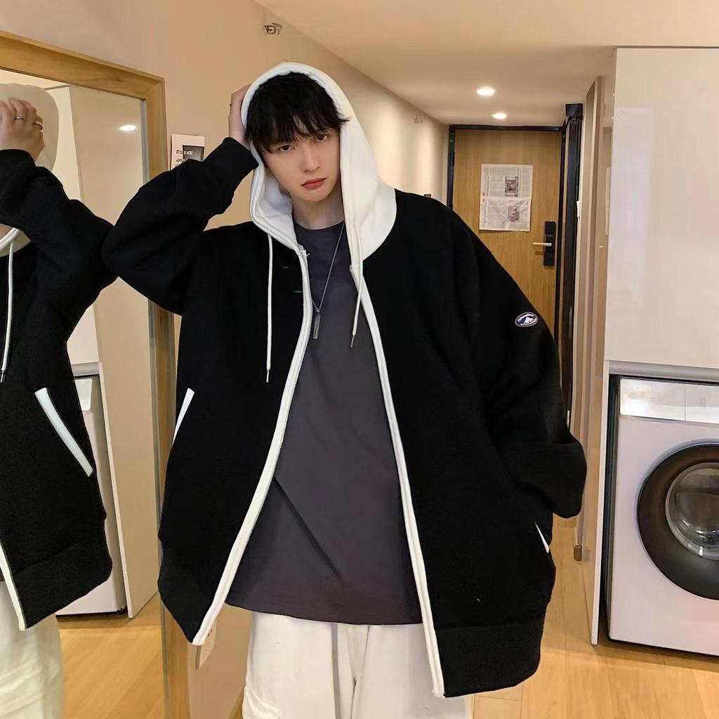 Herren Zweiteiler Koreanischer Stil Reine Baumwolle Strickjacke Hoodie, Lockere Passform, Herbst 2022 Trendige Jacke