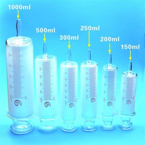 Glass Syringe Glass Enema Sausage Device Large Diameter Glass Sample Extraction Injector 150ml/200ml/300ml/500ml (300ml)