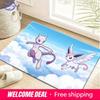 Pixel Art Mewtwo and Winged Espeon In the Sky Print Doormat Anti-slip Absorbent Floor Mat for Home Entrance Bedroom Living Room