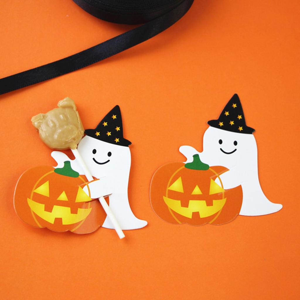 Halloween Lollipop Holder Pumpkin Ghost Halloween Candy Package Card 50 Pieces Package Wrappers For Wedding Bake Birthday Girls