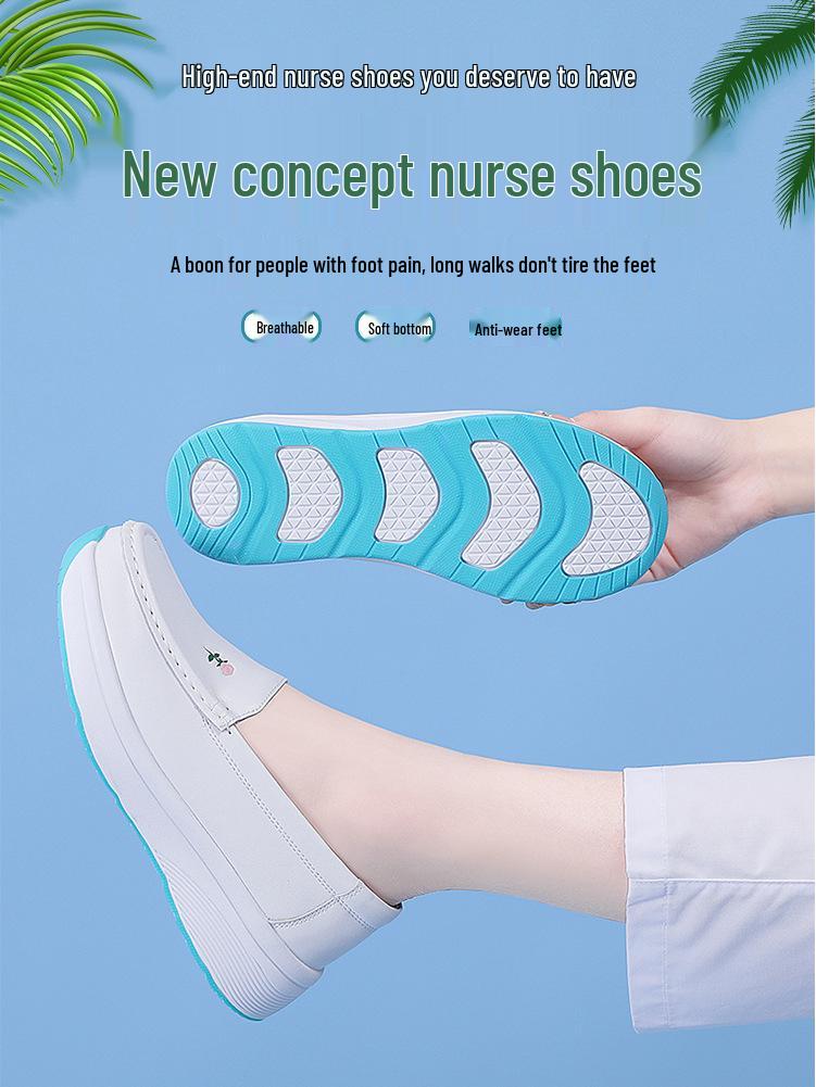 Spot Nurse Women's Genuine Leather Non-Slip Breathable Soft Sole Hospital Work Shoes - Comfortable & Stylish for Outdoor Wear